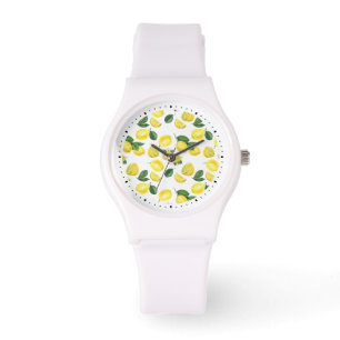 Yellow Lemons Watercolor Fruit Pattern Watch