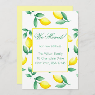 Yellow Lemons Watercolor New Address Announcement