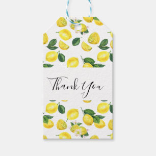 Yellow Lemons Watercolor Pattern Thank You Gift Tags
