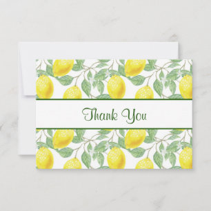 Yellow Lemons with Green Leaves Pattern Thank You Card