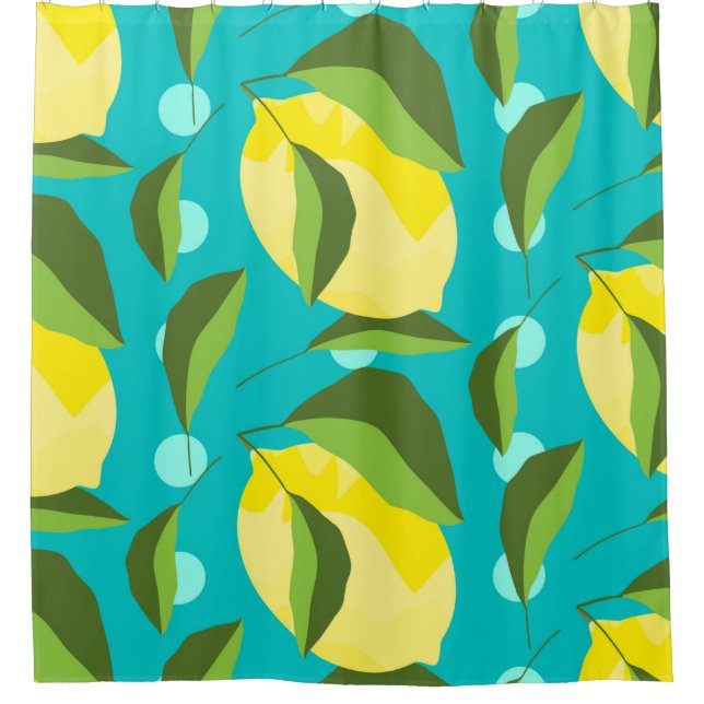 Yellow lemons with green leaves seamless pattern w shower curtain (Front)