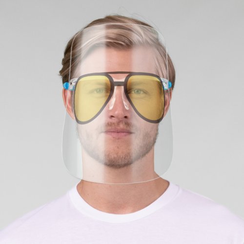 Yellow Lenses Aviator Sunglasses Funny Illustrated Face Shield