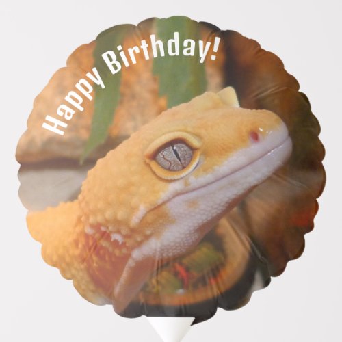 Yellow Leopard Gecko Happy Birthday Balloon