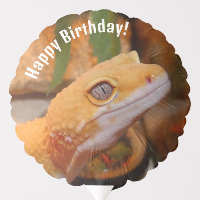 Yellow Leopard Gecko Happy Birthday Balloon (Front)