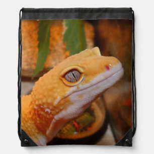 Yellow Leopard Gecko Lizard Drawstring Bag