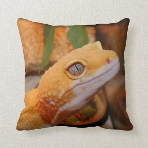 Yellow Leopard Gecko Throw Pillow