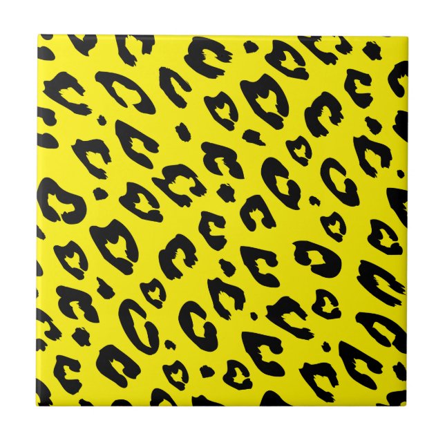 Yellow leopard pattern wild exotic animal print ceramic tile (Front)