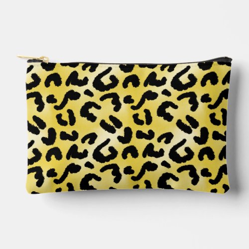 Yellow Leopard Print Cosmetic Toiletries Pouch Bag
