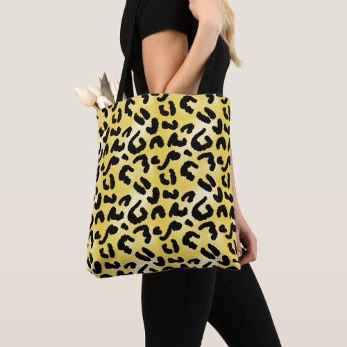 Yellow Leopard Print Pattern Tote Shopping Bag