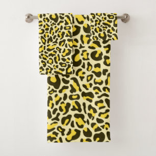 Yellow Leopard Print Retro Classic Trendy Bath Towel Set