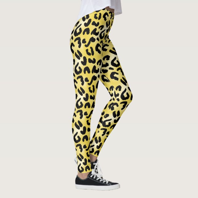 Yellow Leopard Print Spots Cheetah Skin Leggings (Right)