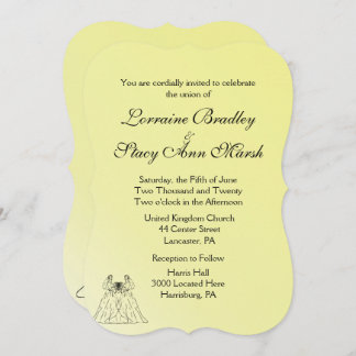 Yellow Lesbian Wedding Invitation