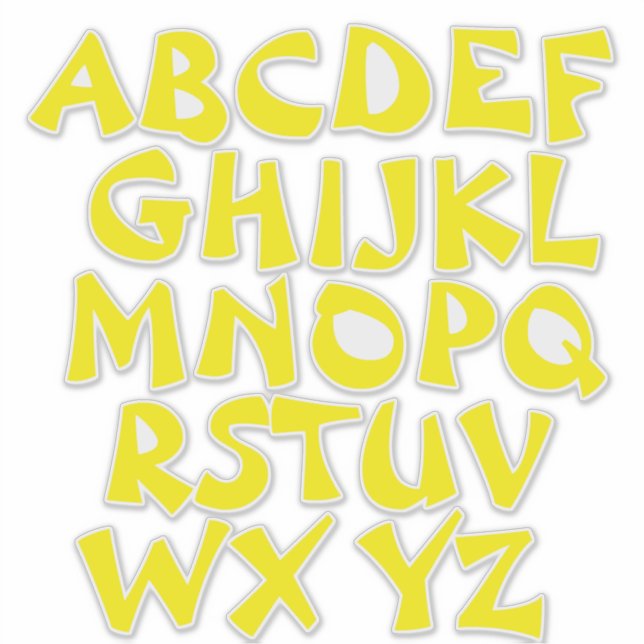 Yellow Letters Transparent Alphabet Wall Sticker (Front)