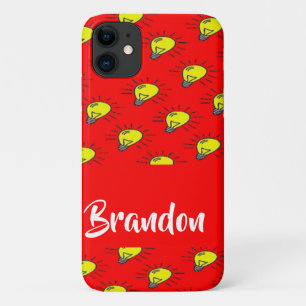 Yellow light bulbs on red iPhone 11 case