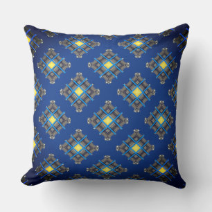 Yellow Light Lantern over Royal Blue Layer Throw Pillow