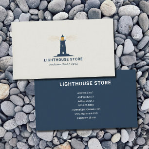 Yellow Light & Navy Blue Lighthouse Business Card