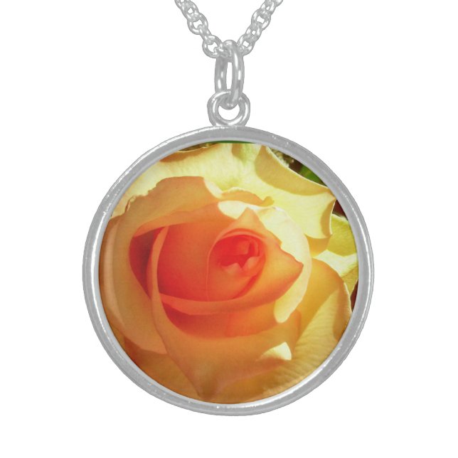 Yellow Light Rose Sterling Silver Necklace (Front)