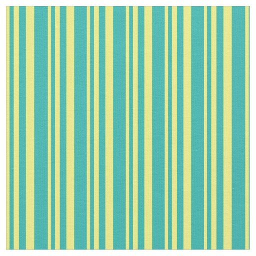 Yellow & Light Sea Green Lines Pattern Fabric