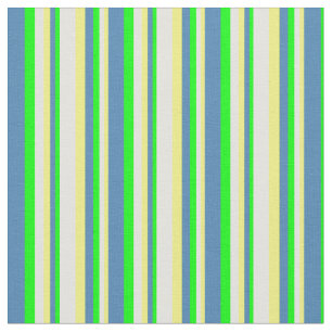 Yellow, Light Yellow, Lime & Blue Colored Stripes Fabric