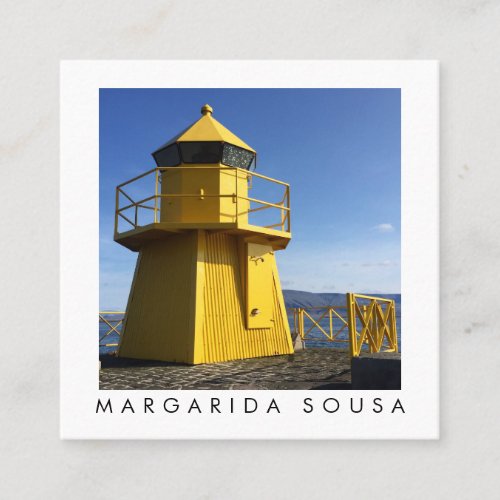 Yellow Lighthouse Iceland Photo Travel Tourism Square Business Card