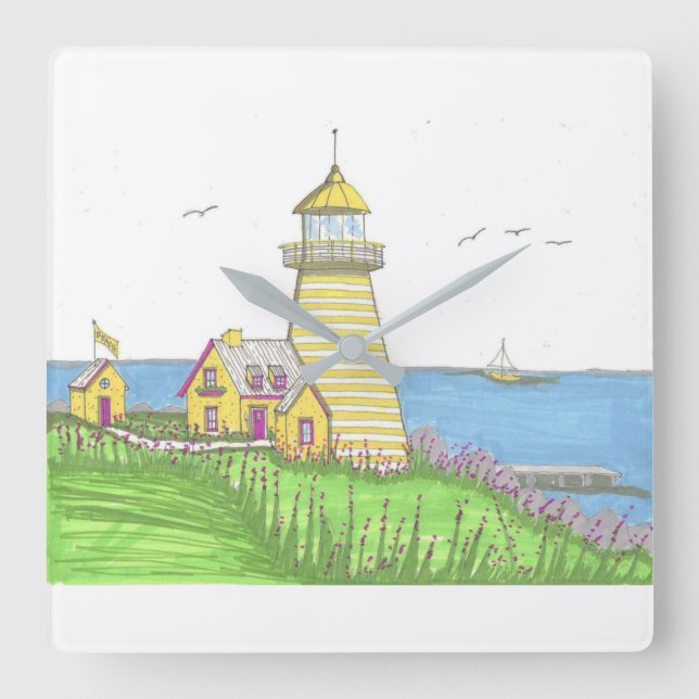 Yellow Lighthouse Wall Clock (Front)