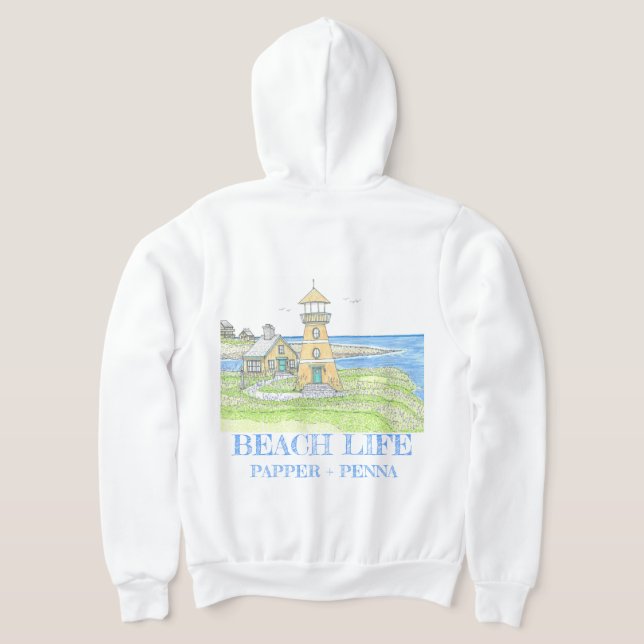 Yellow Lighthouse Zippered Hoodie (Laydown Back)