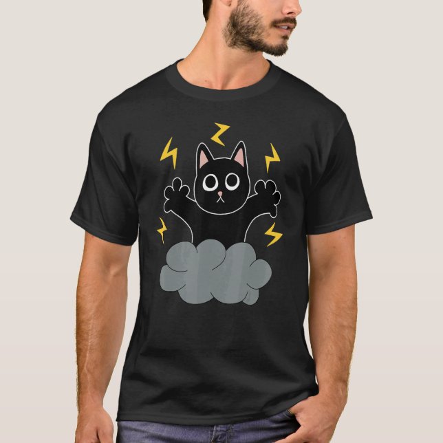 Yellow Lightning Black Cat T-Shirt (Front)