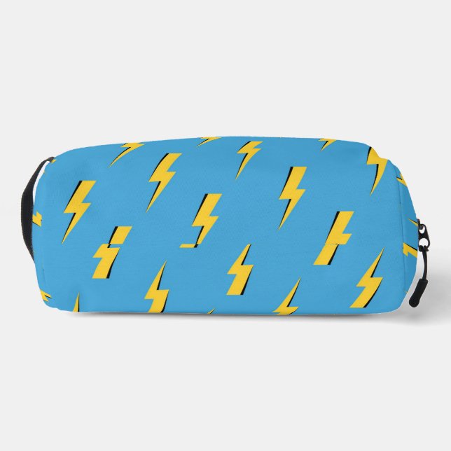 Yellow Lightning Blue Background Y2K Pattern Dopp Kit (Bottom)