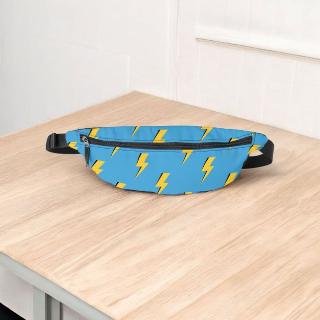 Yellow Lightning Blue Background Y2K Pattern Fanny Pack (Creator Uploaded)