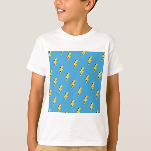 Yellow Lightning Blue Background Y2K Pattern T_Shirt
