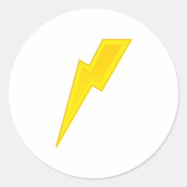 Yellow Lightning Bolt Classic Round Sticker (Front)