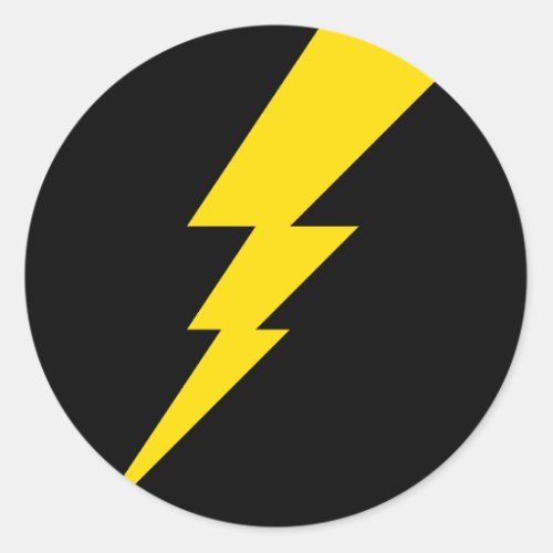 Yellow Lightning Bolt Classic Round Sticker