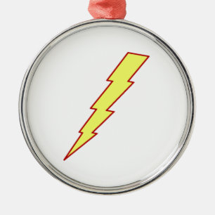 Yellow Lightning Bolt Metal Ornament