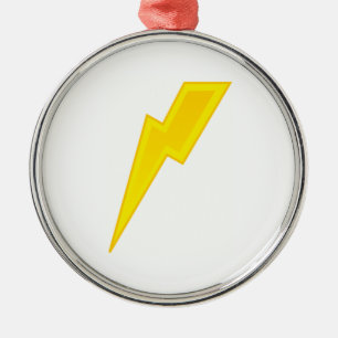 Yellow Lightning Bolt Metal Ornament