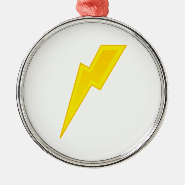 Yellow Lightning Bolt Metal Ornament (Front)