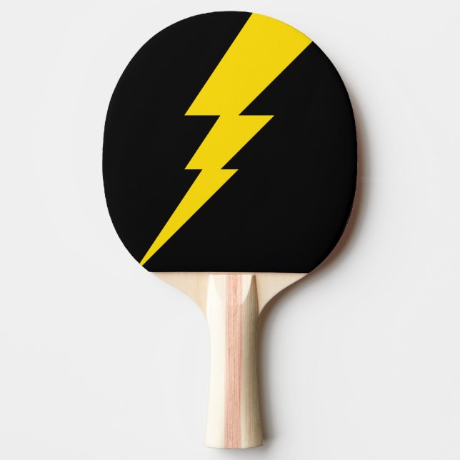 Yellow Lightning Bolt Ping Pong Paddle (Front)
