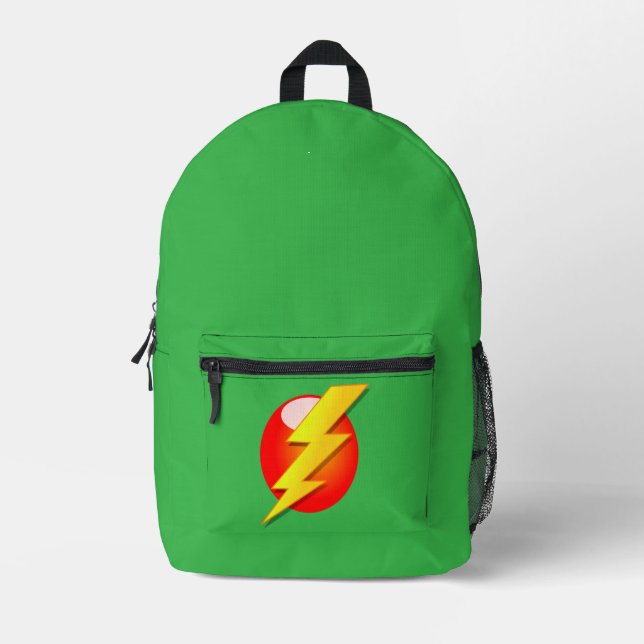 yellow lightning bolt printed backpack (Front)