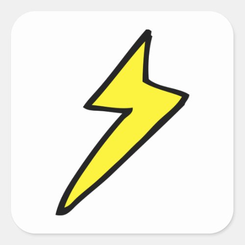 Yellow Lightning Bolt Square Sticker