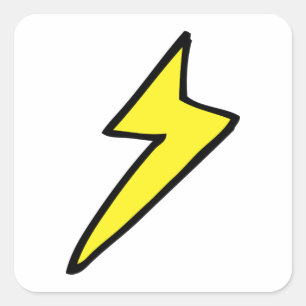 Yellow Lightning Bolt Square Sticker