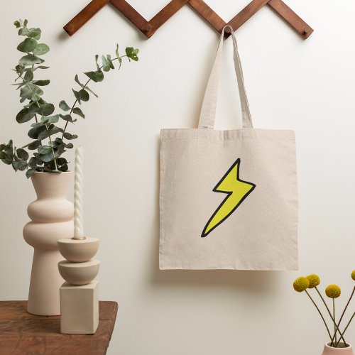 Yellow Lightning Bolt Tote Bag