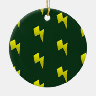 Yellow lightning bolts pattern ceramic ornament