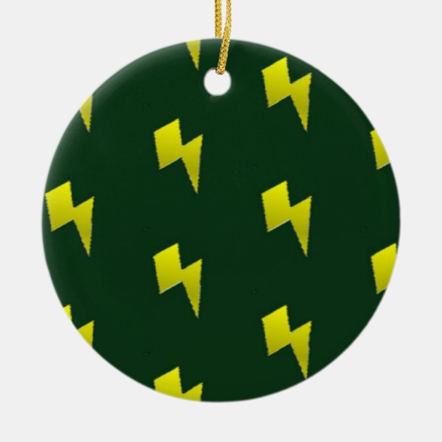 Yellow lightning bolts pattern ceramic ornament (Front)