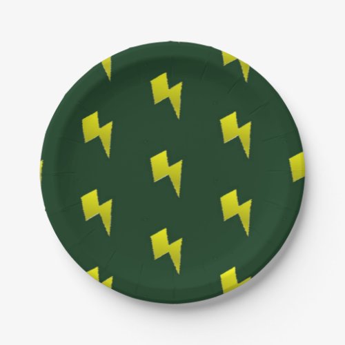 Yellow lightning bolts pattern paper plates