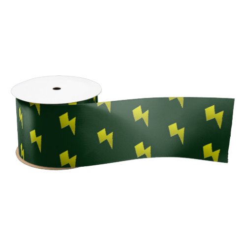 Yellow lightning bolts pattern satin ribbon