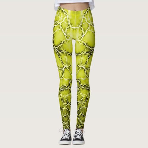 Yellow lightning bolts pattern thunders on sky leggings