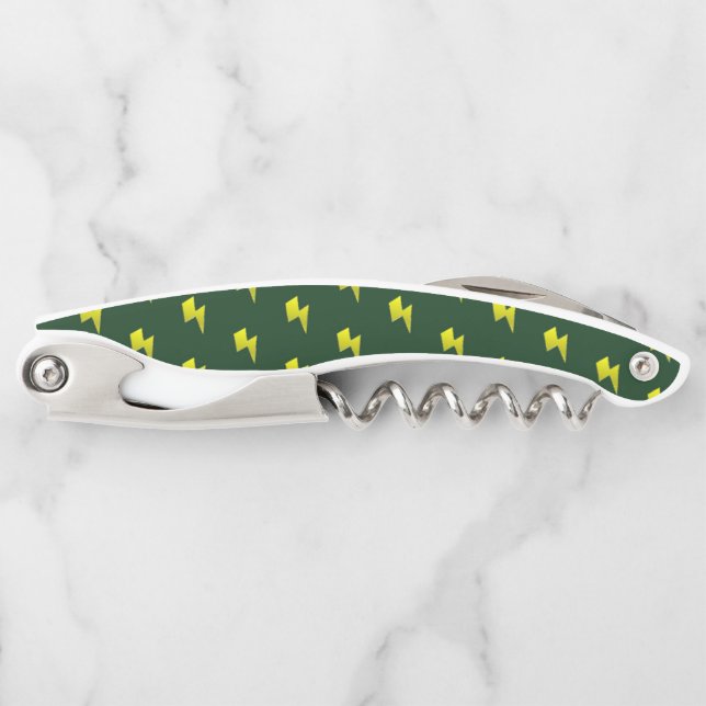 Yellow lightning bolts pattern waiter's corkscrew (Front)