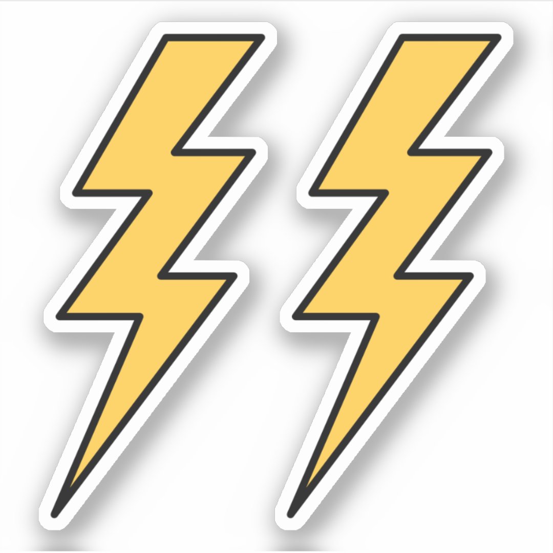 Yellow lightning bolts sticker Zazzle