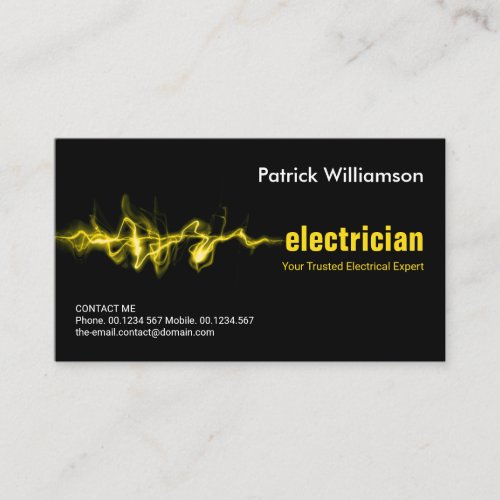 Yellow Lightning Electrical Strike Electrician Business Card