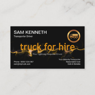 Yellow Lightning Flash Classy Truck Driver Business Card