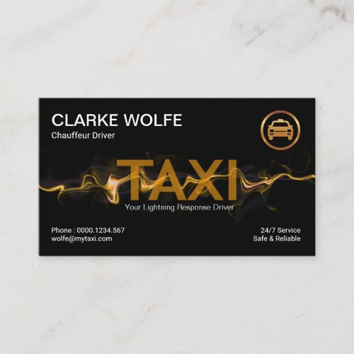 Yellow Lightning Flash Taxi Transport Business Card
